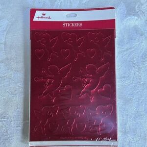 NEW & SEALED VTG Hallmark Red Foil Valentine Cupid Angel Heart Love 64 Stickers